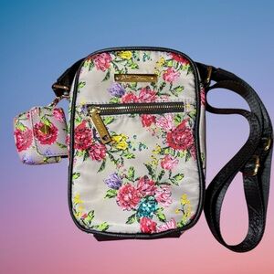 Betsey‎ Johnson floral crossbody bag with bonus matching mini accessory pouch.